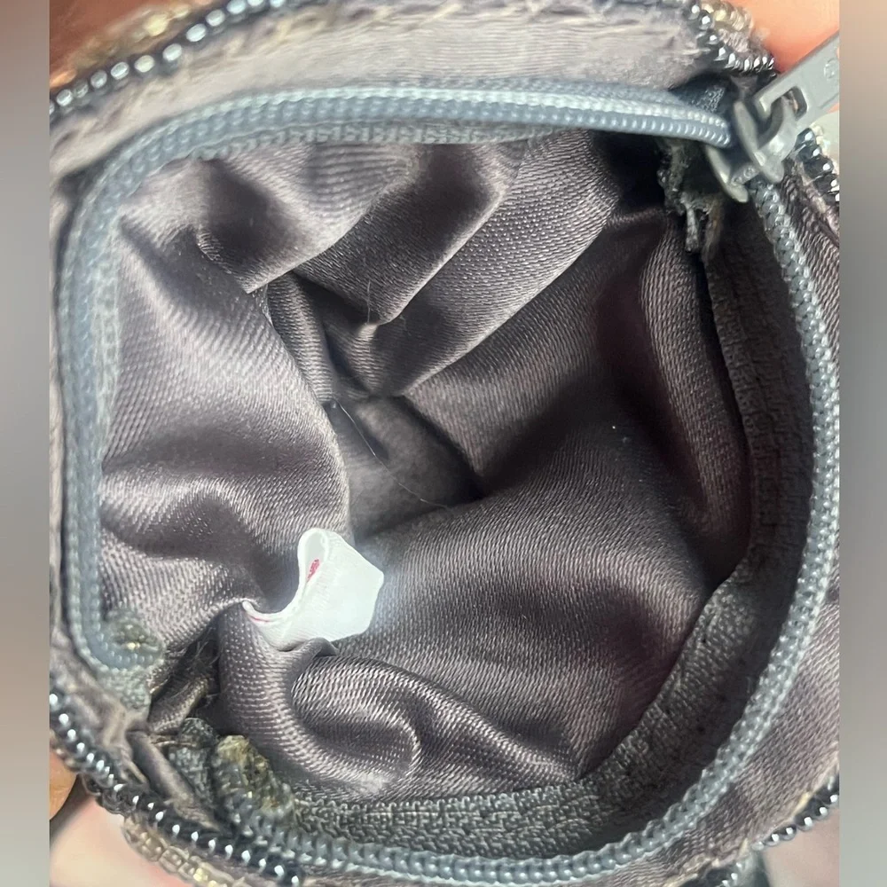 Vintage  Beaded  with Silver and Pink Accents coin pouch